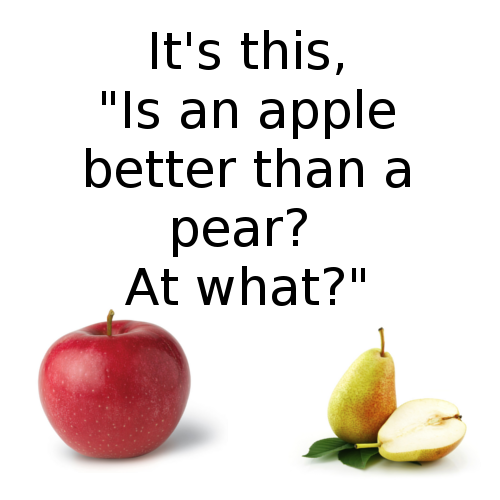 Is an apple better than a pear? At what?